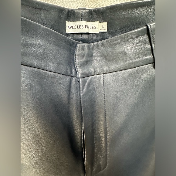 Avec Les Filles real leather large pants blue-gray - Picture 4 of 7